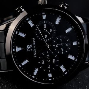 PhiLipe Ricci Jam Tangan Pria Rantai Analog Besi Black Series BLCK24 Free BOX