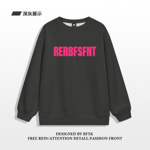 American Style Vintage Dark Blue Mens Sweatshirt round Neck Spring Autumn Versatile Print Heavyweight Casual Streetwear