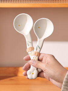 Individual Ceramic Soup Spoon Porcelain Soup Ladle Home Use Small Spoon Special Good Looking Spoon High End Feeling