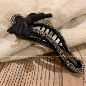 Trendy Korean Diamond Embedded Hair Clip Womens Hair Accessories Bun Hairpin Butterfly Knot Hair Clamp One-Word Hair Clip
