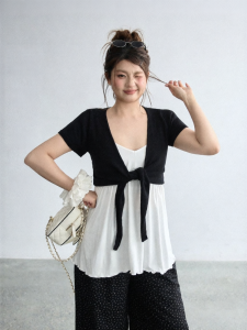 JULULOOK | Áo Ngắn Phong Cách Dáng Ôm V-Neck Kích Cỡ Lớn