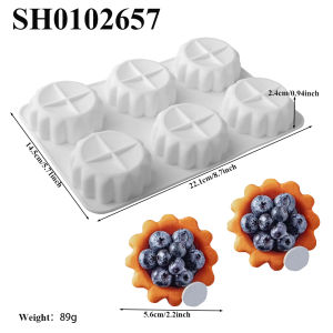 Single or 6 Cavity Flower Petal Tart Dessert Silicone Mold 6 inch Ruffled Mousse Cake Mold French Pastry Baking Mold