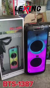 BTS-1387 Dual 10 inch Karaoke Speaker Flame LED light SPEAKER Wireless Power Subwoofer Outdoor Bluetooth Speaker