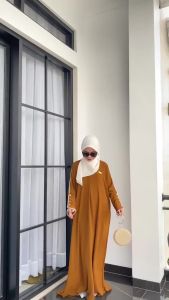 Abaya Habibah Premium Busui Friendly Bahan Crinkle Airflow Mecca Daily Abaya Dress  Lebaran Terbaru