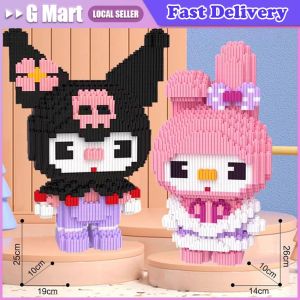 Kawaii Sanrio Melody Micro Building Blocks Assembled 3D Cartoon Purin Model Mini Brick Figure Toys for Kid Gift