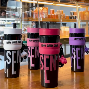VIVOLILV 【24H Delivery】900ML Water Bottles Tumbler Hot And Cold With Rope Large Capacity Straw Cup Outdoor Portable Big Plastic Cup