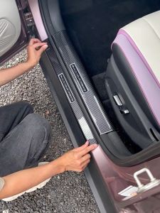 BYD Dolphin Carbon Fiber Style Door Sill Panel Scuff Plate Kick Step Trim Cover Protector Door Step Inner Sill Plate 8pc