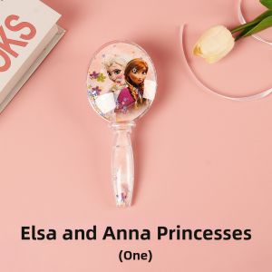 Elsa Princess Plastic Comb Childrens Convenient Massage Hairdressing Comb Portable Mirror for Personal Grooming And Care