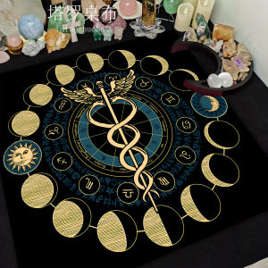 VIKAMA Đậm Gothic Wiccan Tarot Khăn Trải Bàn Huyền Bí Huyền Bí Bàn Thờ Vải Bói Toán Thảm Polyester Mềm Phong Cách Hiện Đại Bàn Ăn Quà Tặng