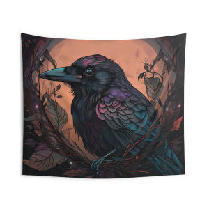 VIKAMA Thần Mặt Trăng Tối Raven Gothic Tấm Thảm Bí Ẩn Nền Phong Cách Bohemian Cho Phòng Ngủ Phòng Khách Trang Trí Treo Tường Vải Polyester