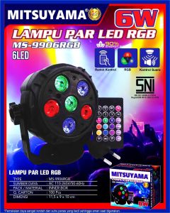 MITSUYAMA MS-9906RGB LAMPU SOROT PANGGUNG PAR LED RGB 6 LED + REMOTE 6W 6 WATT
