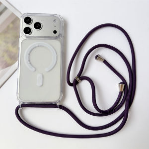 szhaiyu | Crossbody Lanyard Clear Magnetic Phone Case for IPhone 17 Air 16 15 Plus 14 13 12 11 Pro Max for Magsafe Acrylic Hard Back Cover