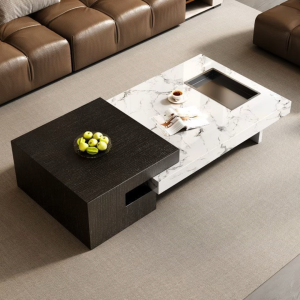 pre order Modern Minimalist Sintered Stone Coffee Table | Italian Style Extendable with Storage