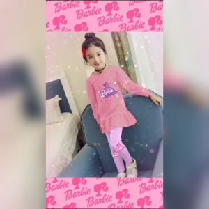 Little pineapple setelan legging cute barbie anak 4-9Y