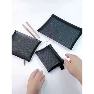 G5763 Túi Đựng Mỹ Phẩm Du Lịch Dạng Lưới Nhiều Size Đen GA625