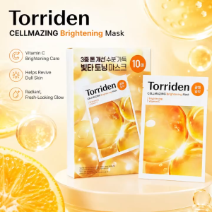 Torriden Cellmazing Brightening Vitamin C Sheet Mask 10-Pack for Tone Evenness & Hydration