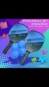 STRIKER250 Pickleball Rackets Set Pickle Ball Paddle Set of 2 Rackets & 4 Pickleballs Balls | Perfect for Students Beginners Summer Camps PE Training Grade