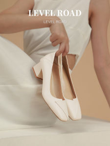 นุ่ม หนัง ส้นกลางรองเท้าเดี่ยวขนาดคู่สวมใส่สบายตลอดทั้งวันทํางานเดินทาง ลำลอง แฟชั่น ผู้หญิง รองเท้าส้นสูง