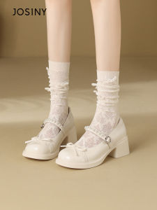 Josiny | Comfortable New Design White Bow Heels