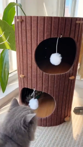 (Latte Tree 3-Layers) Multi-Layer Cat Tree Hole Felt Bucket Cat Bed Cat Tunnel House Cat Scratching Board Cat Nest Cat Climbing Frame