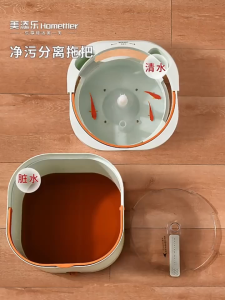 Innohut 360 Rotation Dirty & Clean Water Separation Square Spin Mop Bucket With Two Flat Mop Types