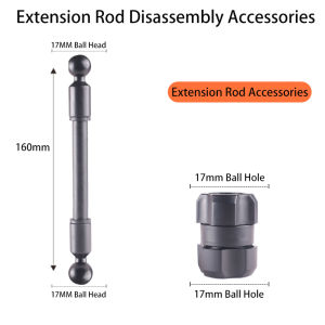 17mm Dual Ball Head Extension Rod Accessories for Car Phone Mount - Adjustable Bending Dual Ball