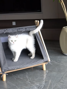 New Elegant Wooden Dog Bed Cat Bed with Fabric Cover for All Breed Sizes Pet Tent with Breathable Mesh Comfortable Pet Bed for Small to Large Dogs