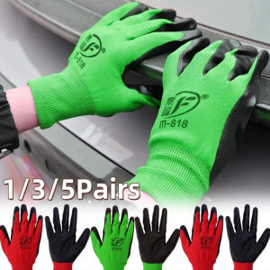 5Pairs Durable Impregnated Anti Slip and Wear-resistant Work Gloves Dirt Resistant Work Mittens Durable Labor Protection Construction Mitts for Workers