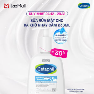 [GIẢM ĐẾN 24% + QUÀ 120K] Sữa rửa mặt tạo bọt dịu lành cho da khô nhạy cảm Cetaphil Hydrating Foaming Cream Cleanser 236ml [HSD 08/2026]