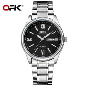 OPK Business Watch For Men Stainless Silver Luminous Dual Calendar Authentic Waterproof Mens Watches Original