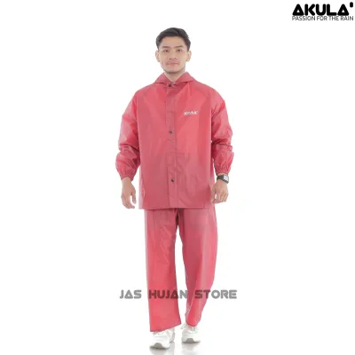 Jas Hujan Premium By AKULA Setelan Pria Wanita Bahan PVC Waterproof Tebal Anti Air