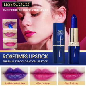Blue Lipstick Color Changing Lipstick Biru Berubah Warna Waterproof-Rendering Warna Tinggi Pelembab -🌹Tamia