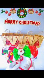 JomParty Kids Christmas Headband & Felt Candy Bag Xmas Party Costume Accessories Gift Treat Bag