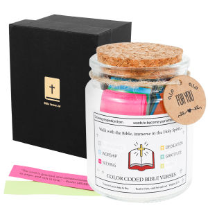 Christian Cards Jar Reusable Bible Verses Jar Handmade Christian Colorful Bible Jar Glass Best Wishes Note For Reading New Year