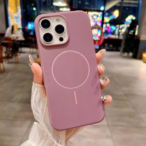 High-End Glossy Magnetic Phone Case for iPhone 16 pro Max Soft Touch Anti-Fall Couple Compatible N52 Magnet Shockproof XR Shell