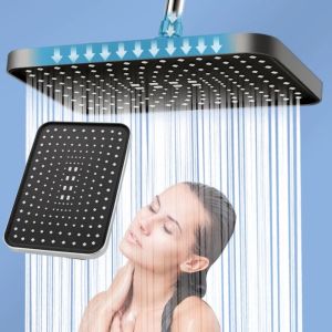 High Pressure 14 Inch Top Spray Rain Shower Head Larger Flow Supercharge Rainfall Bathroom Shower Head 360° Swivel Water Saving