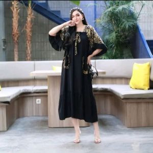Daster Kekinian Crinkel Wanita Motif Renata Ukuran Jumbo Ld 120 Pb 120