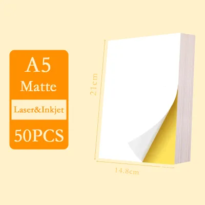 A4/A5 20/50pcs White Self-Adhesive Paper Sticker Matte Glossy Surface Paper Sheet for Laser Inkjet Printer Label Copier Writable