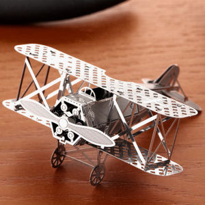 Aipin All-Metal Stainless Steel DIY Assemble Model 3D Mini 3D Puzzle Model Fork Twin-Wing Fighter