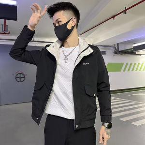 Black Working Wear Outwear Mens Autumn and Winter Mens Wear Stand-up Collar Slim Fit Tops Pu Handsome Stylish Brand Casual Short Double Layer Jacket