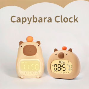 Capybara LED Alarm Clock Digital Rechargeable Multi-functional Timer Dimmable Bedside Table Lamp USB Charge Kids Gift Desk Decor