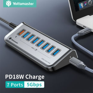Yottamaster 5Gbps usb3.2 Gen1 loại C HUB sạc nhanh pd18w USB C HUB Bộ chuyển đổi tốc độ cao đa chức năng mở rộng trạm nối cho MacBook Air M1 M2 máy tính bảng máy tính