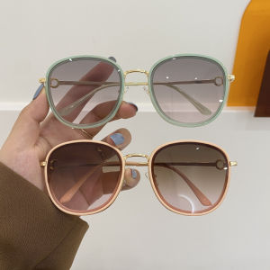JN IMPRESSION New Korean Version Brown Sunglasses for Women Retro Internet Celebrity Street Snap Large Round Frame Sunshade Sunglasses