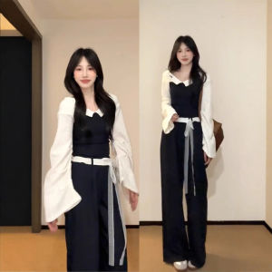 XUECAIQI | Design Sensation Small-Batch One-Shoulder Shirt and Wide Leg Pants Set