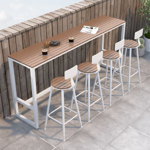 Waterproof Sunscreen Lotion Rainy and Sunny Units Bar Counter Hotel Terrace Wall High Leg Long Table Outdoor Casual Table and Chair Combination