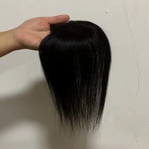 9x9cm 100% Human Hair Piece Black And Brown Hair Topper Hair Replacement Cover White Hair Breathable And Lightweight Wig Increase Hair Volume For Women