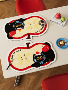 Waterproof Oil-resistant Cartoon Cat Silicone Dining Table Mat Easy-to-clean Heat-resistant Anti-scalding Slip-resistant Tabletop Drainage Mat