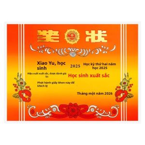 Feiyu | Chứng Chỉ Giải thưởng Đặt Hàng cho Học Sinh A4
