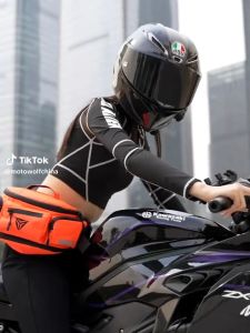 MOTOWOLF MDL0721B Waterproof Motorcycle Waist Pouch Bag – 6L to 8L Expandable Riding Belt Bag with Reflective Stripes [Ready stock Malaysia]