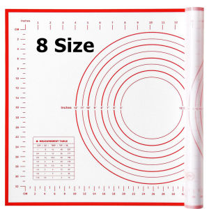 8 Size Silicone Baking Mat Reusable Nonstick Baking Sheet Thick Dough Rolling Mat with Measurements and Edge Heightening JT606